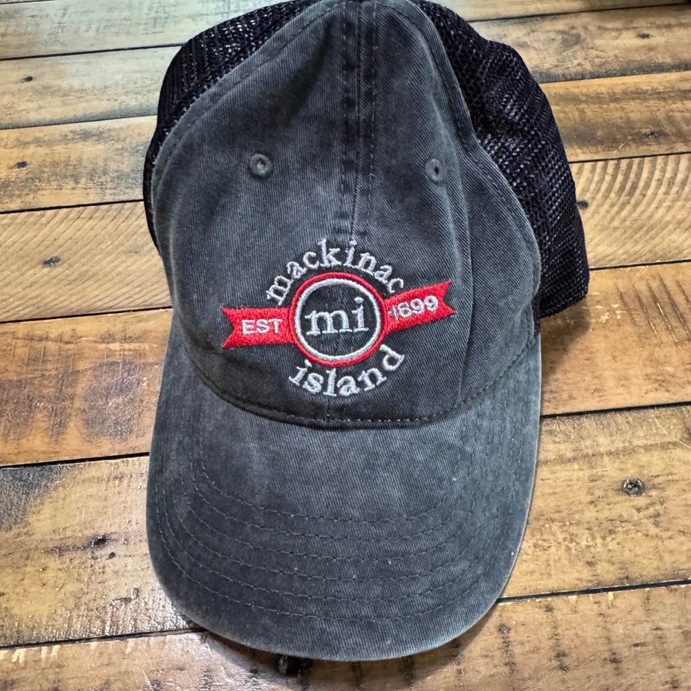 Jacobson Hat Mackinac Island Trucker Hat Mens OSFA Gray Solid Mesh Snapback